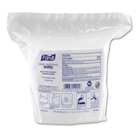Purell Hand Sanitizing Wipes, 8.25x14.06, Fresh Citrus Scent, 1700/Pouch, PK2 9217-02